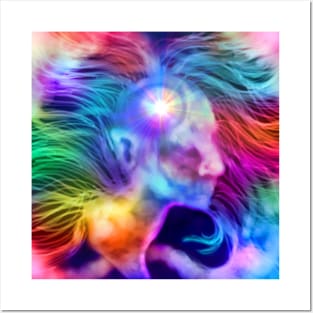 Psychedelic Rainbow Woman Silhouette Posters and Art